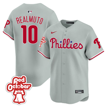 Phillies Red Octorber Patch Vapor Premier Limited Jersey - All Stitched