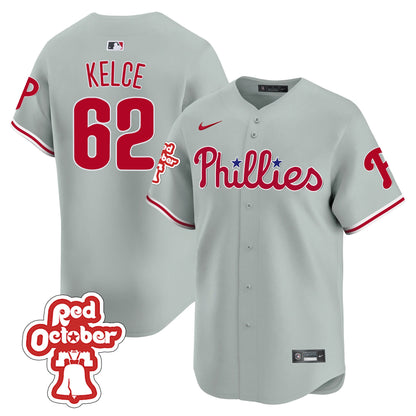 Phillies Red Octorber Patch Vapor Premier Limited Jersey - All Stitched