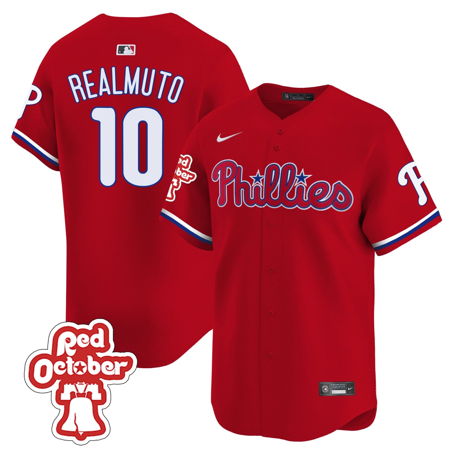 Phillies Red Octorber Patch Vapor Premier Limited Jersey - All Stitched