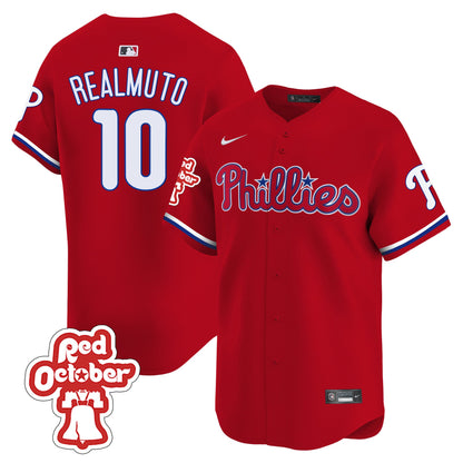 Phillies Red Octorber Patch Vapor Premier Limited Jersey - All Stitched