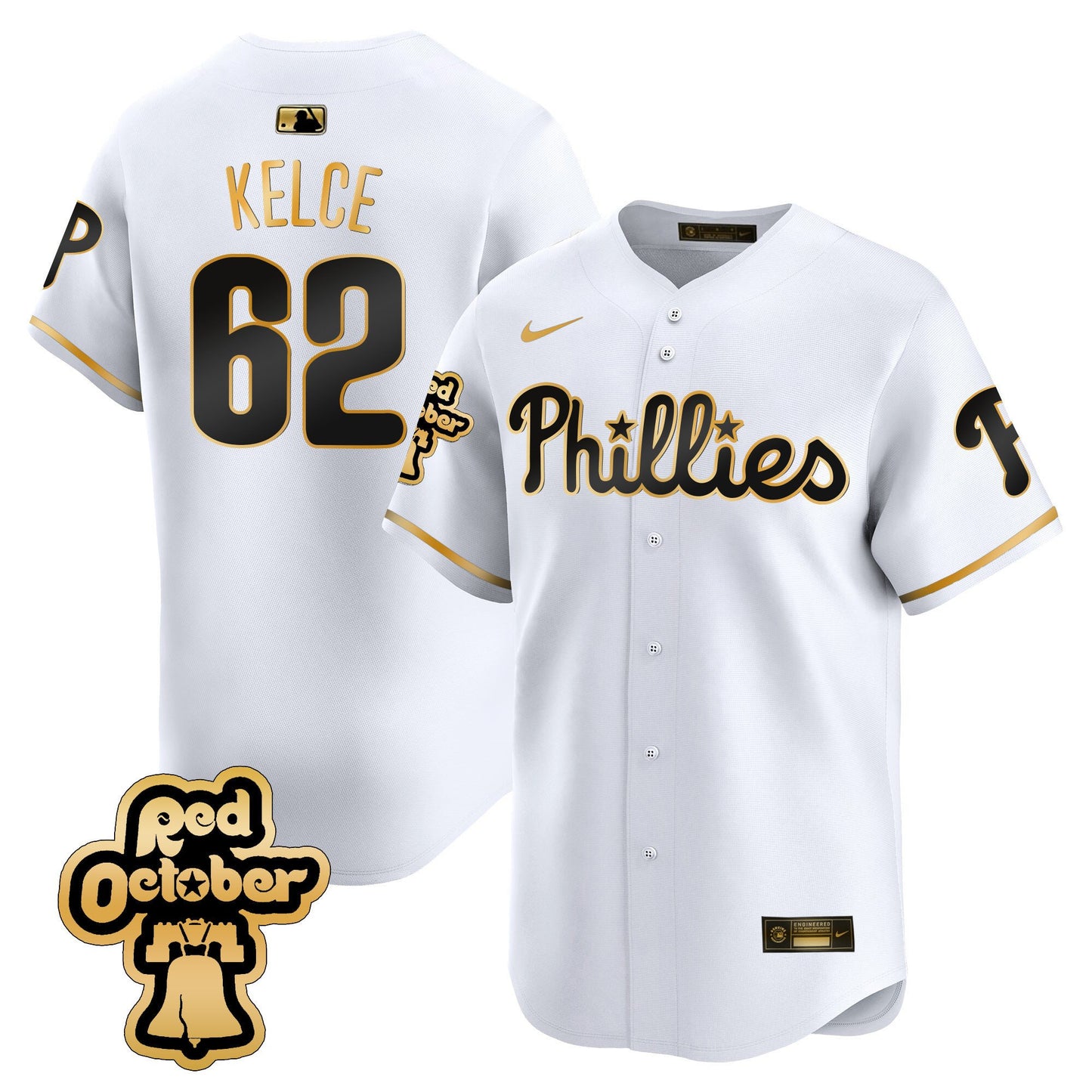Phillies Red Octorber Patch Vapor Premier Limited Jersey - All Stitched