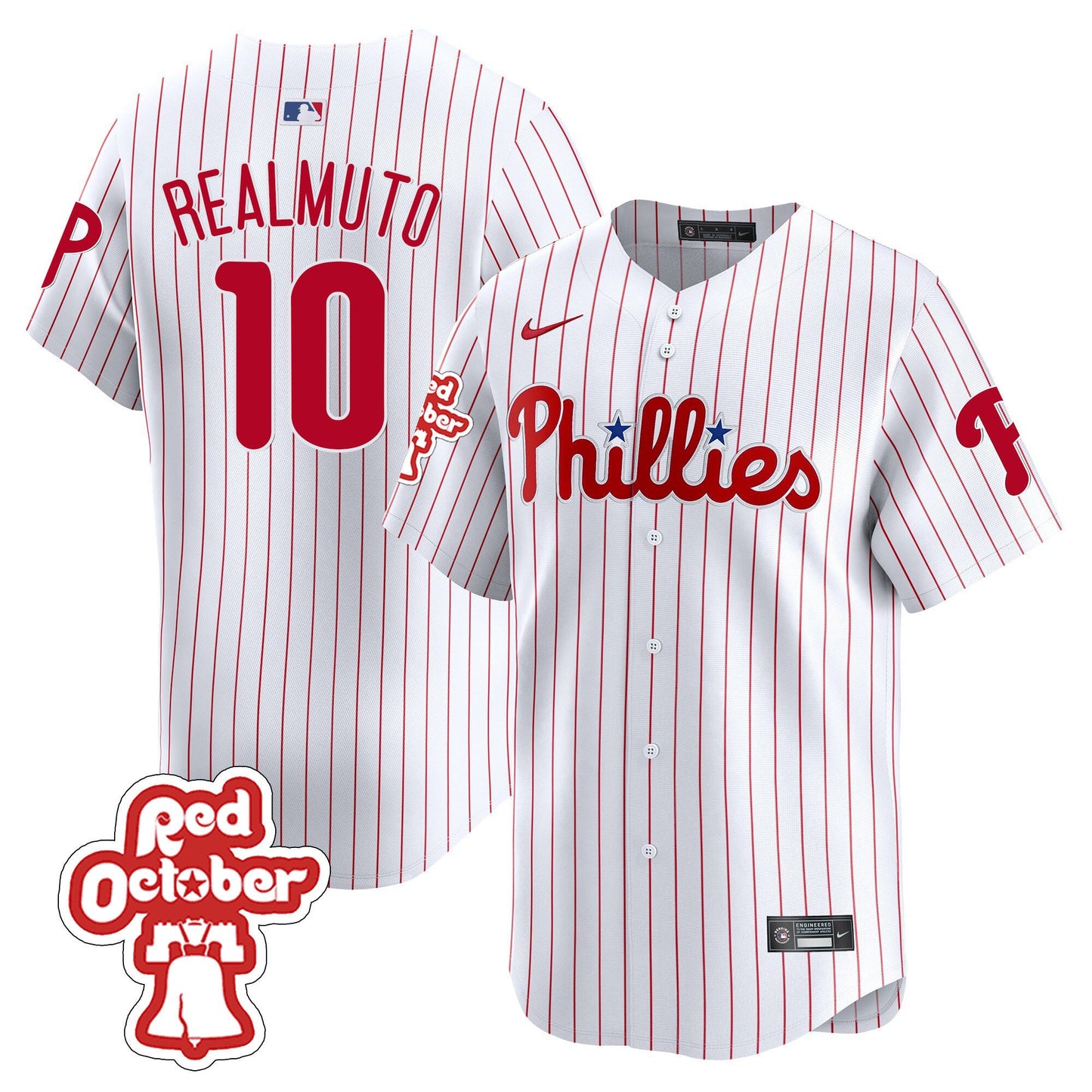 Phillies Red Octorber Patch Vapor Premier Limited Jersey - All Stitched