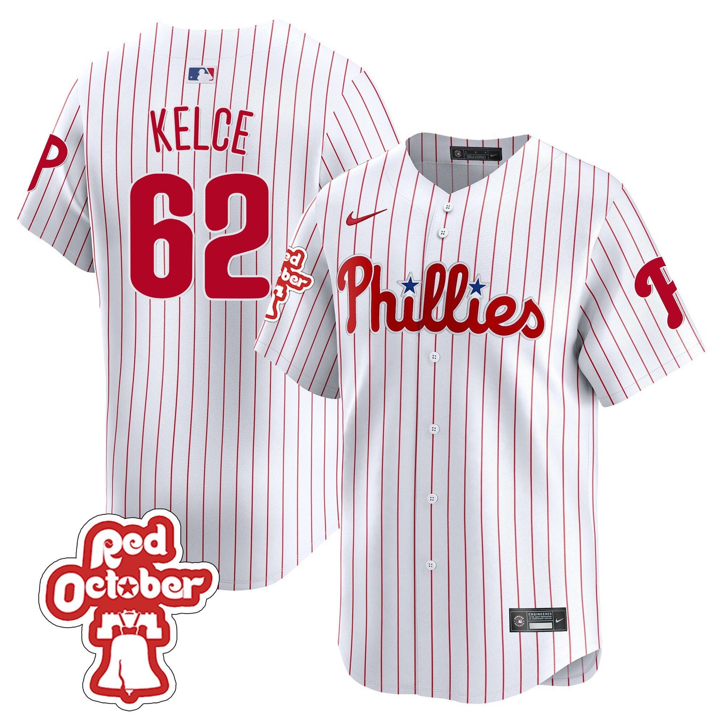 Phillies Red Octorber Patch Vapor Premier Limited Jersey - All Stitched