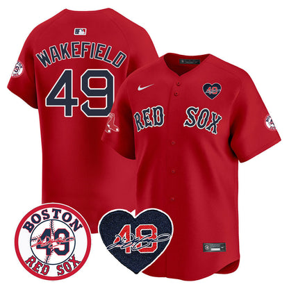 Red Sox Tim Wakefield Memorial Patch Vaper Premier Limited Jersey - All Stitched- All Stitched