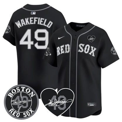 Red Sox Tim Wakefield Memorial Patch Vaper Premier Limited Jersey - All Stitched- All Stitched
