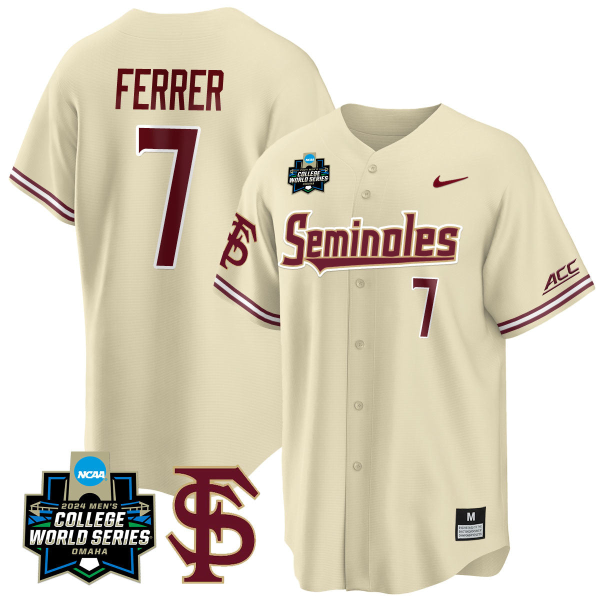 FSU 2024 College World Series Vapor Premier Limited Jersey V1 - All Stitched
