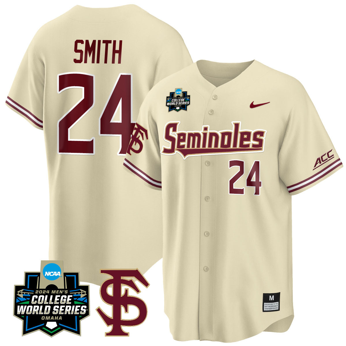 FSU 2024 College World Series Vapor Premier Limited Jersey V1 - All Stitched