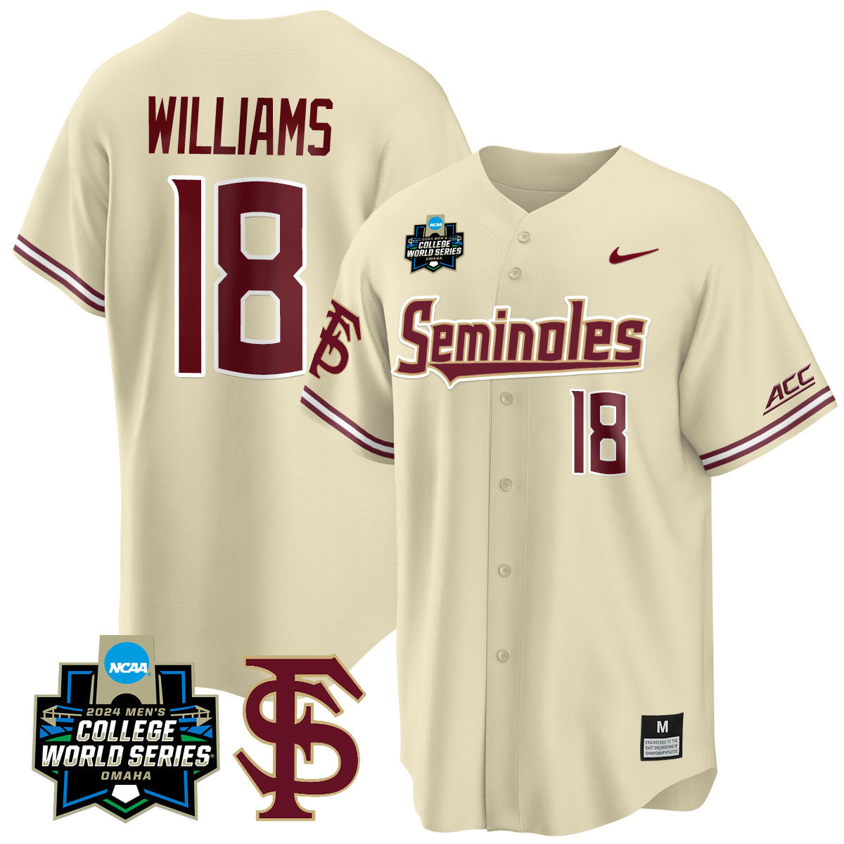 FSU 2024 College World Series Vapor Premier Limited Jersey V1 - All Stitched