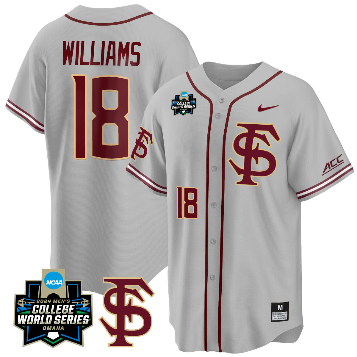 Men's Florida State Seminoles 2024 College World Series Vapor Premier Limited Jersey V1 - All Stitched