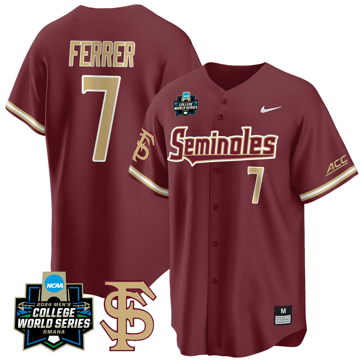FSU 2024 College World Series Vapor Premier Limited Jersey V1 - All Stitched
