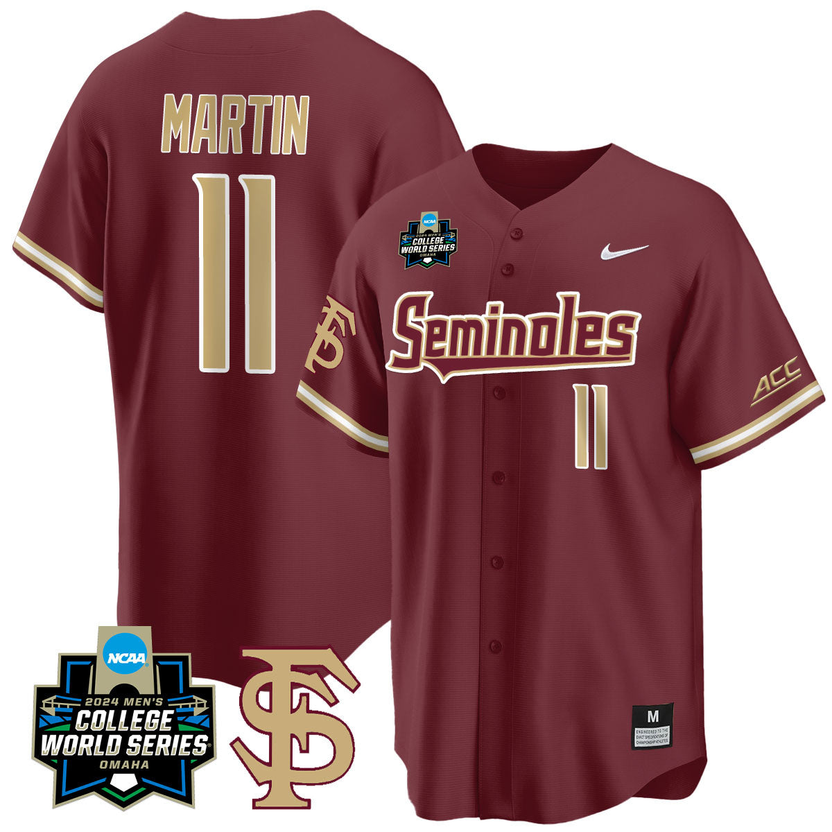 Men's Florida State Seminoles 2024 College World Series Vapor Premier Limited Jersey V1 - All Stitched