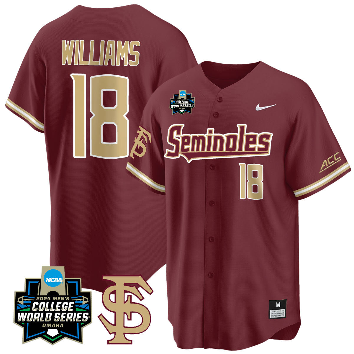 FSU 2024 College World Series Vapor Premier Limited Jersey V1 - All Stitched