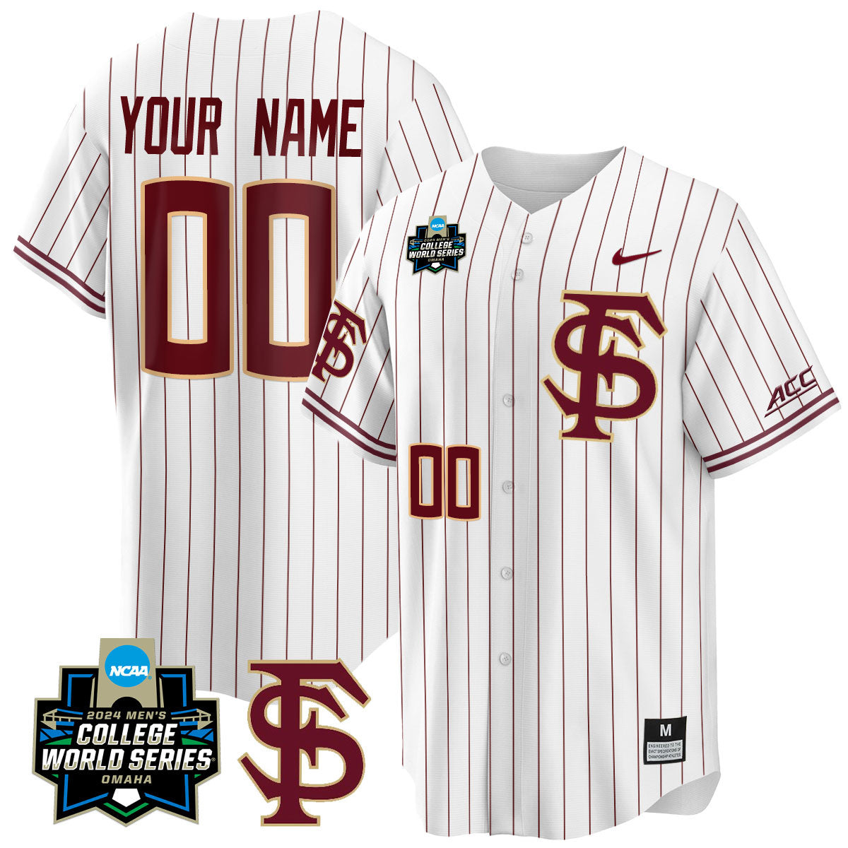 Custom FSU 2024 College World Series Vapor Limited Jersey V1 - All Stitched