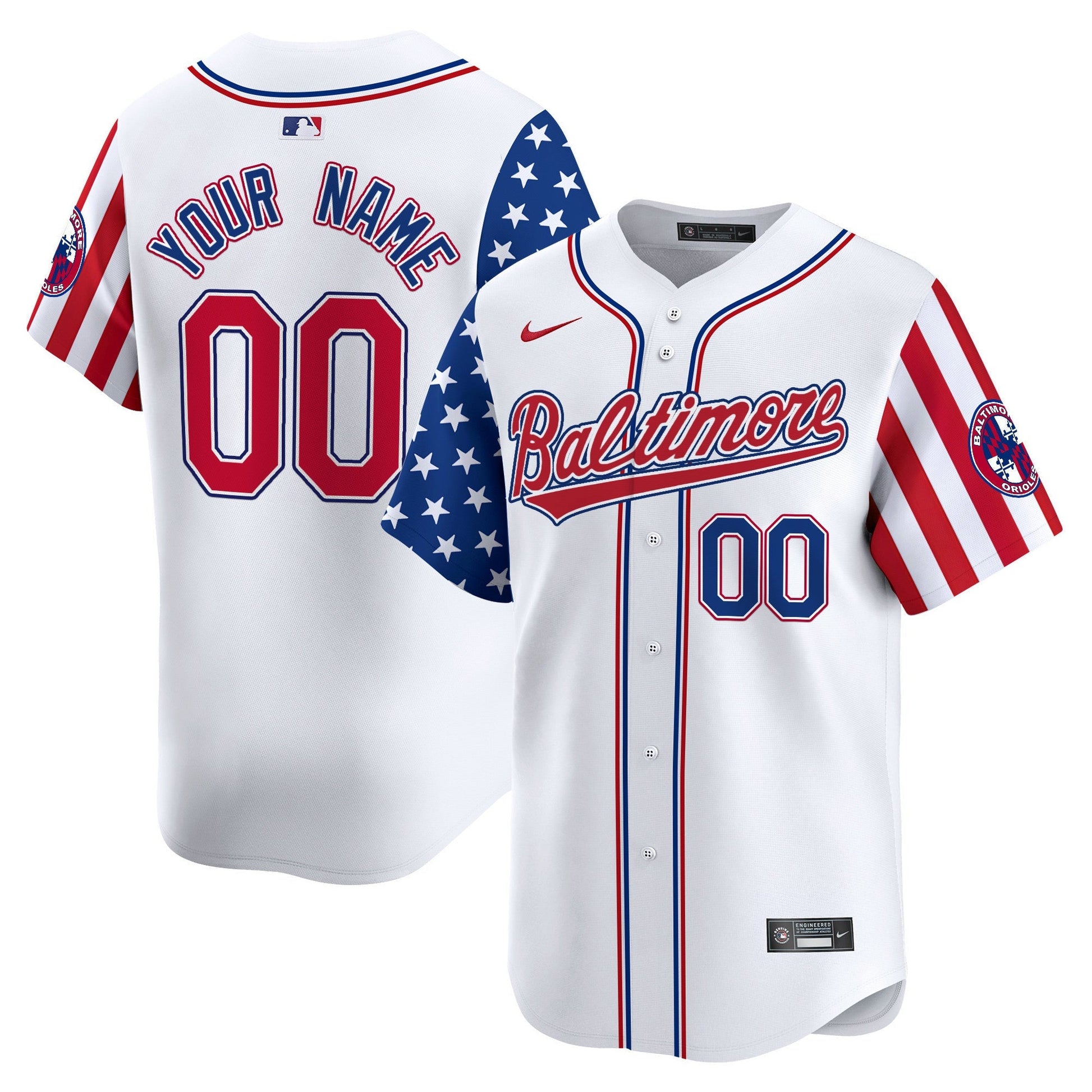 Baltimore Orioles 2025 Independence Day Vapor Premier Limited Custom Jersey - All Stitched