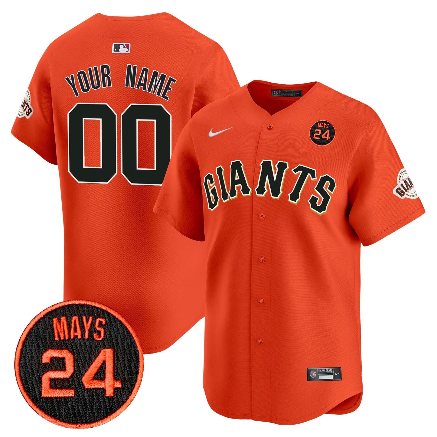 San Francisco Giants 2024 Willie Mays Patch Vapor Premier Limited Custom Jersey V3 - All Stitched