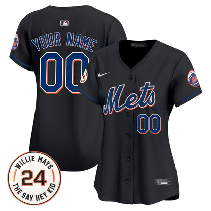 Mets Willie Mays Patch Vapor Premier Limited Custom Jersey - All Stitched