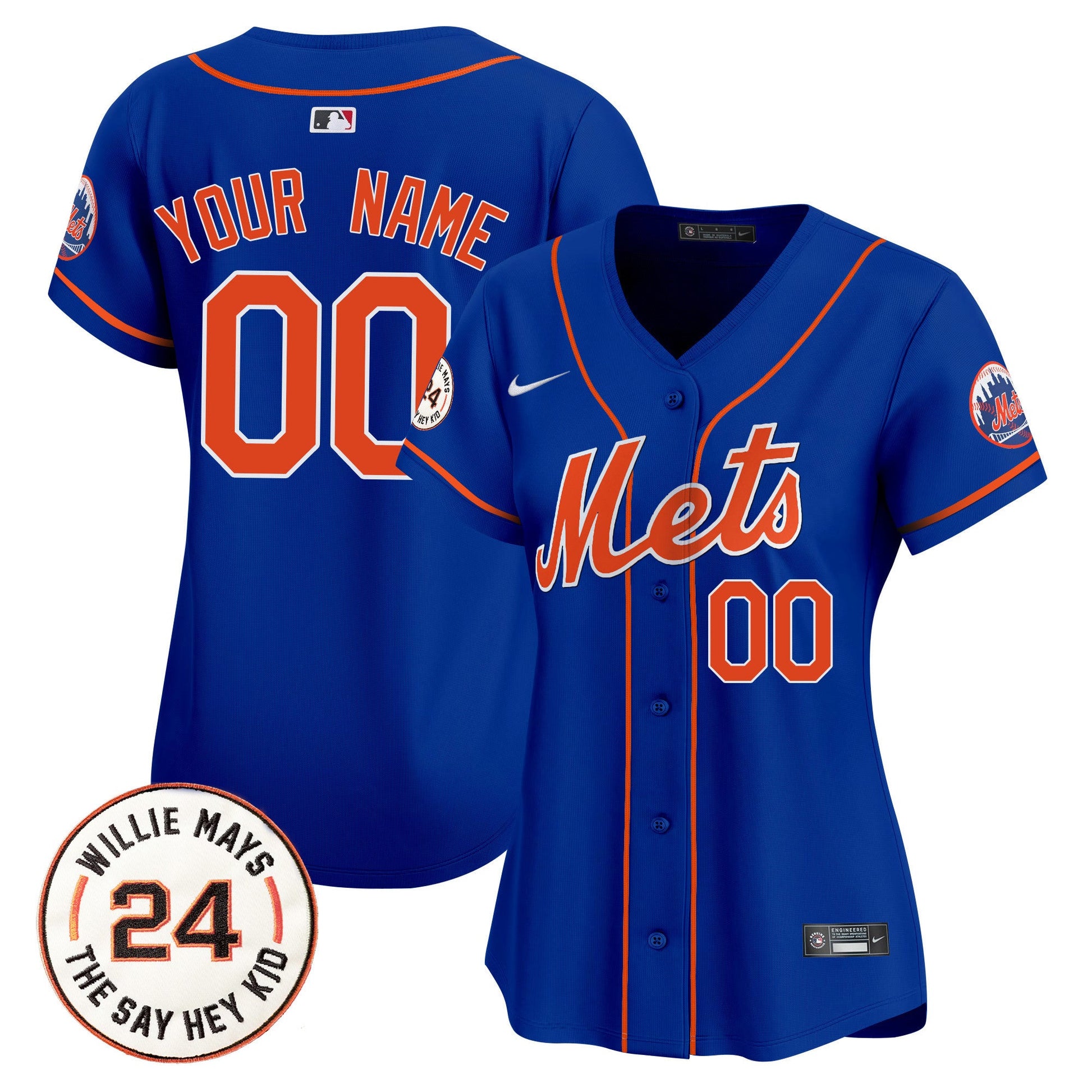 Mets Willie Mays Patch Vapor Premier Limited Custom Jersey - All Stitched