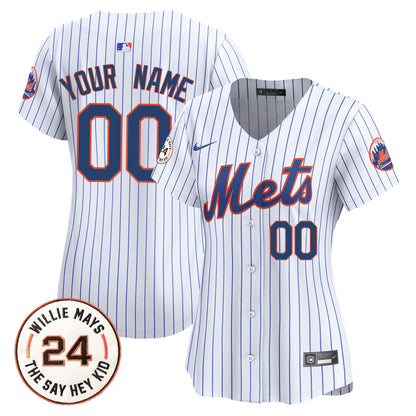 Mets Willie Mays Patch Vapor Premier Limited Custom Jersey - All Stitched