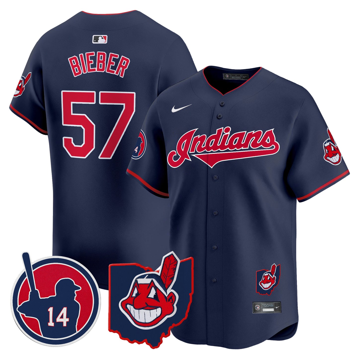 Cleveland Indians Larry Doby Patch Vapor Premier Limited Jersey - All Stitched