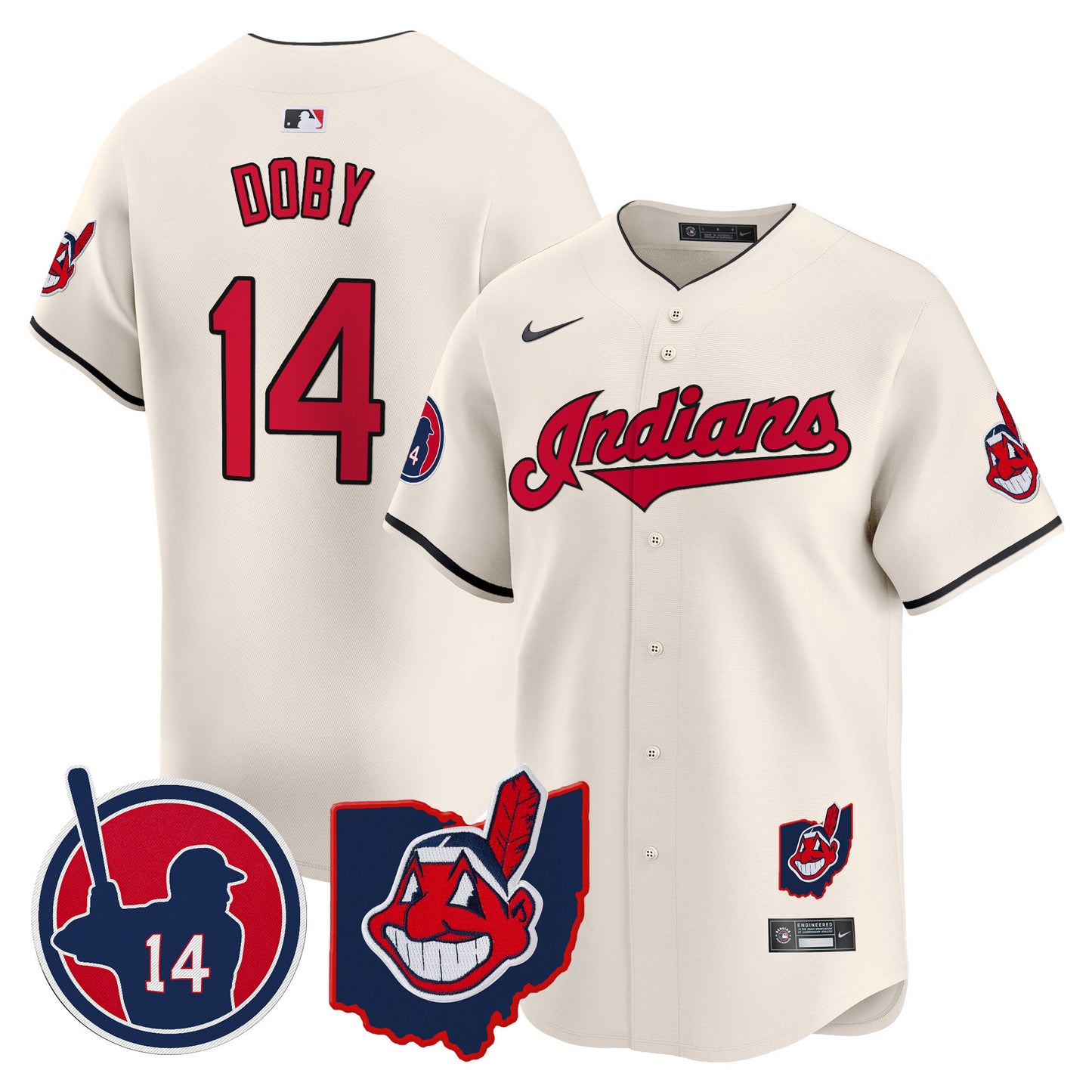 Cleveland Indians Larry Doby Patch Vapor Premier Limited Jersey - All Stitched