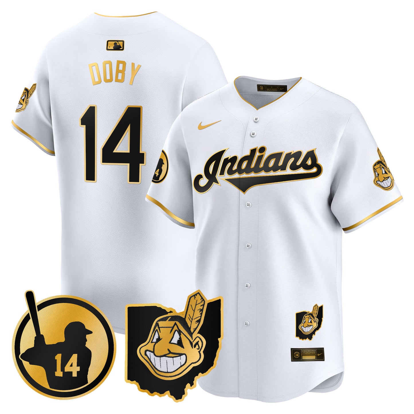 Cleveland Indians Larry Doby Patch Vapor Premier Limited Jersey - All Stitched