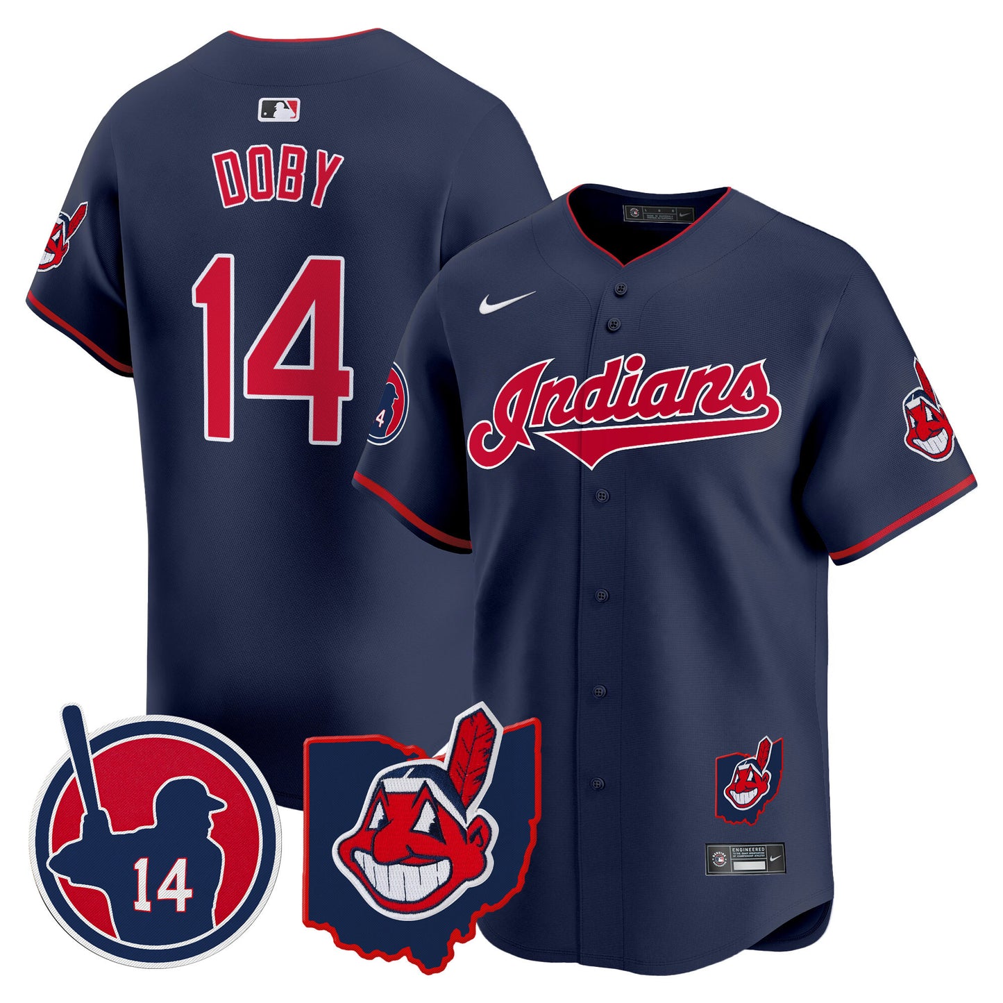 Cleveland Indians Larry Doby Patch Vapor Premier Limited Jersey - All Stitched