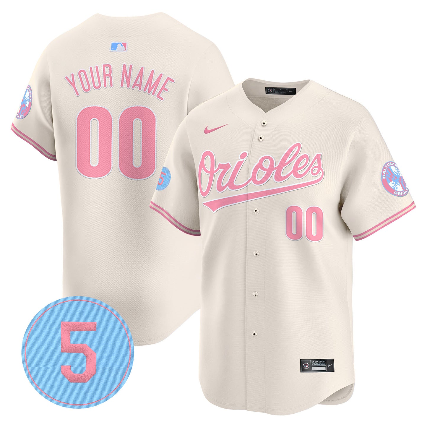 Orioles Bubblegum Pink Robinson Patch Vapor Premier Limited Custom Jersey - All Stitched