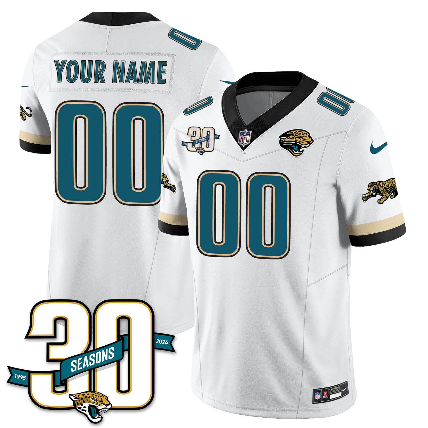 Custom Jacksonville Jaguars 1990s Throwback Uniforms - All Stitched