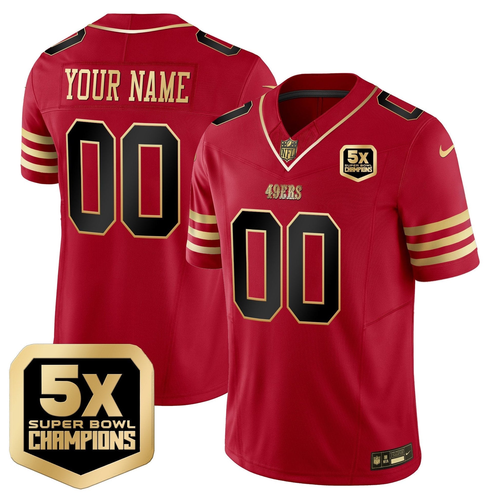 49ers 5x Super Bowl Champions Vapor Limited Custom Jersey - All Stitched