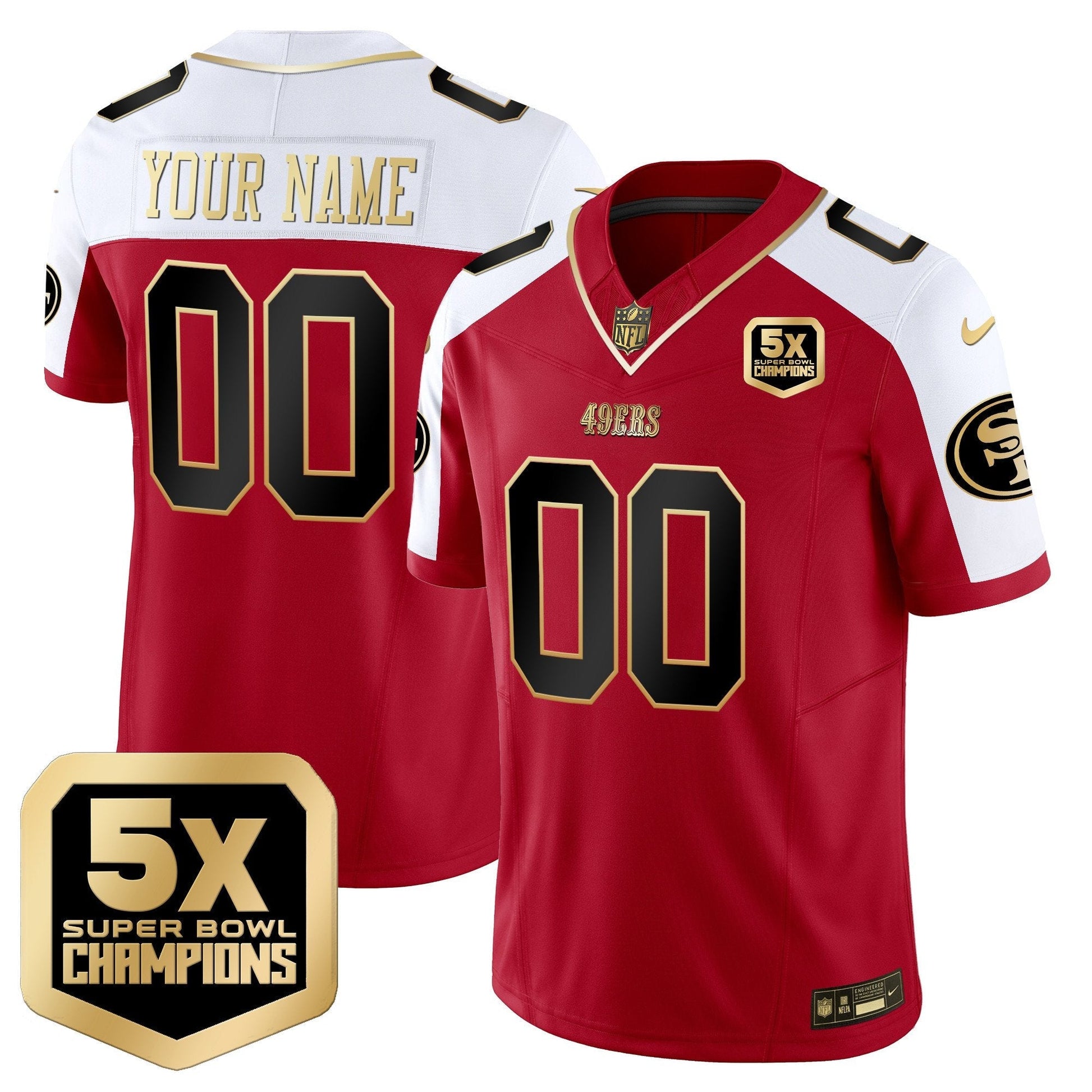 49ers 5x Super Bowl Champions Vapor Limited Custom Jersey - All Stitched