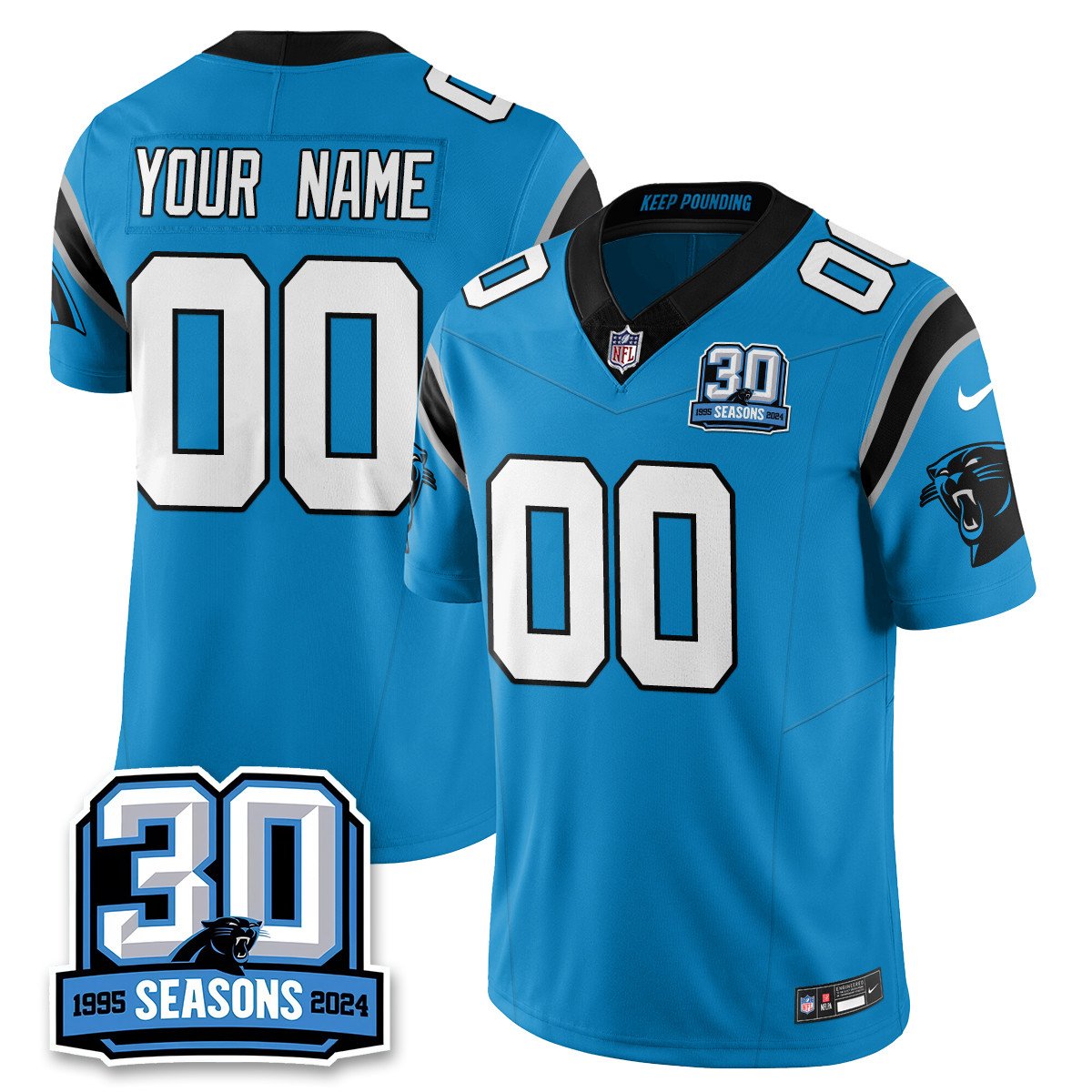 Custom Carolina Panthers 2024 Vapot Limited Jersey - 30th Season - All Stitched