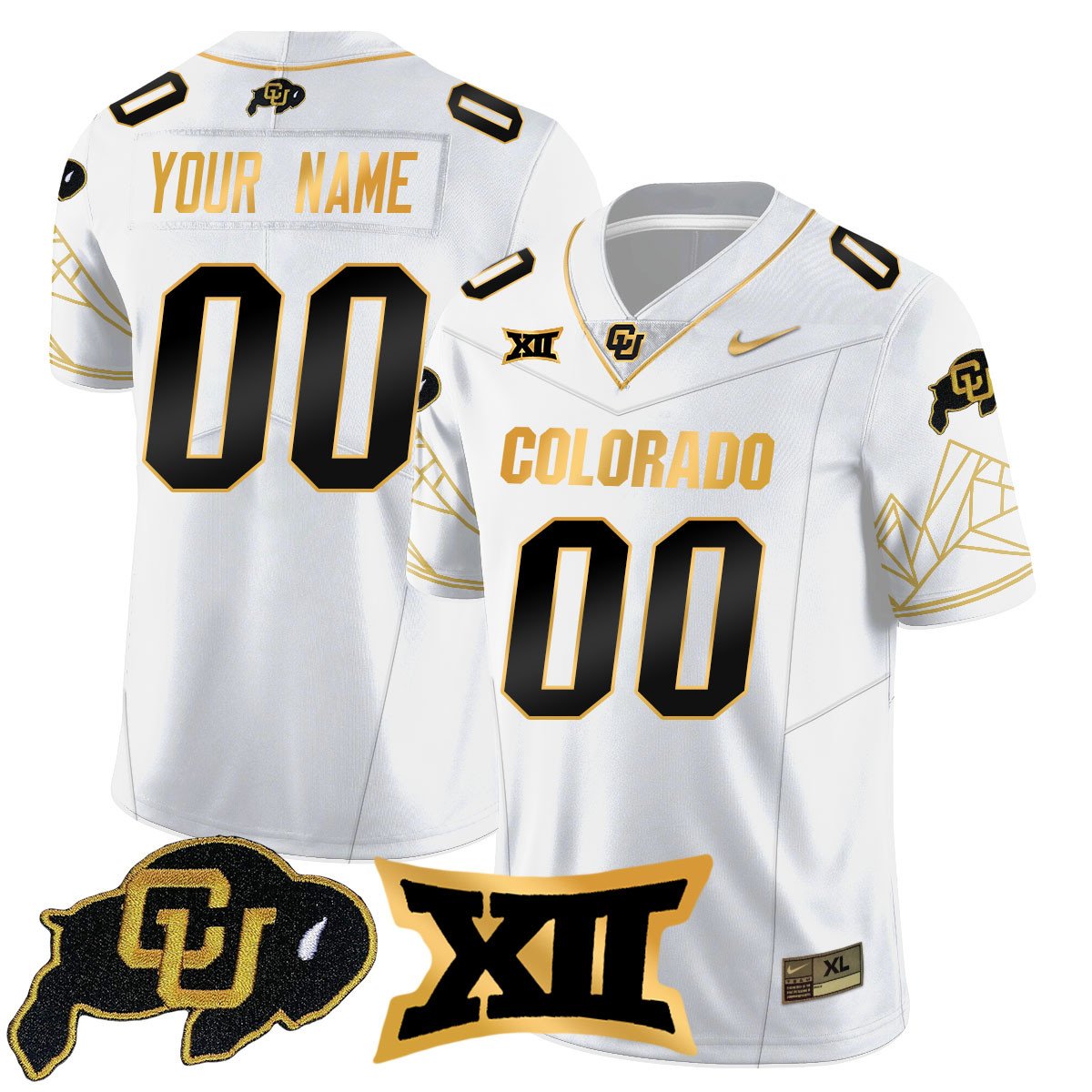 Custom Colorado Buffaloes 2024 Vapor Limited Gold Jersey N3 - All Stitched