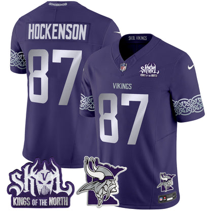 Men's Minnesota Vikings 2024 Winter Warrior Skol Patch Vapor Limited Jersey V2 - All Stitched