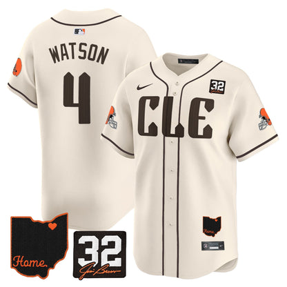 Men's Browns #32 Jim Brown Memorial & Home Patch Vapor Premier Limited Jersey - All Stitched
