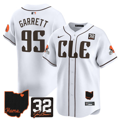Men's Browns #32 Jim Brown Memorial & Home Patch Vapor Premier Limited Jersey - All Stitched
