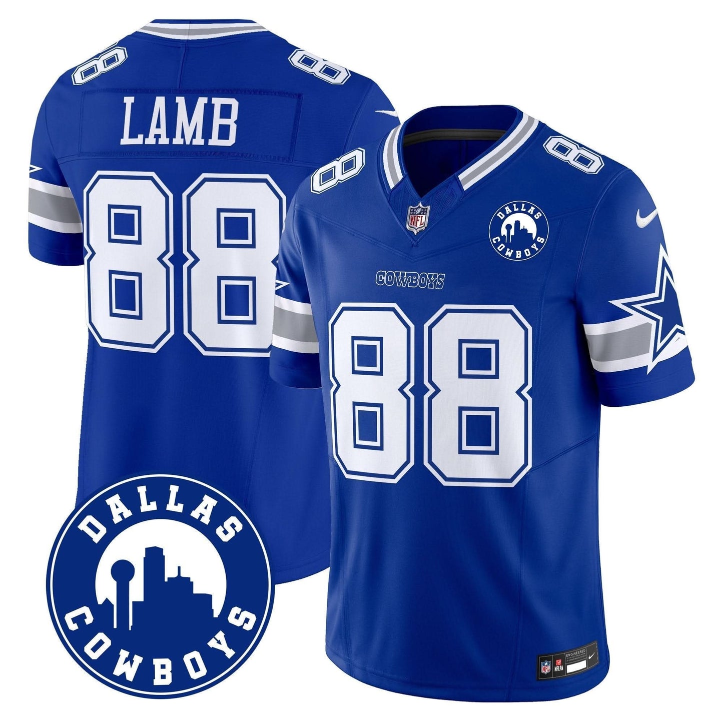 Cowboys "Dallas City" Patch Vapor Limited Jersey - All Stitched