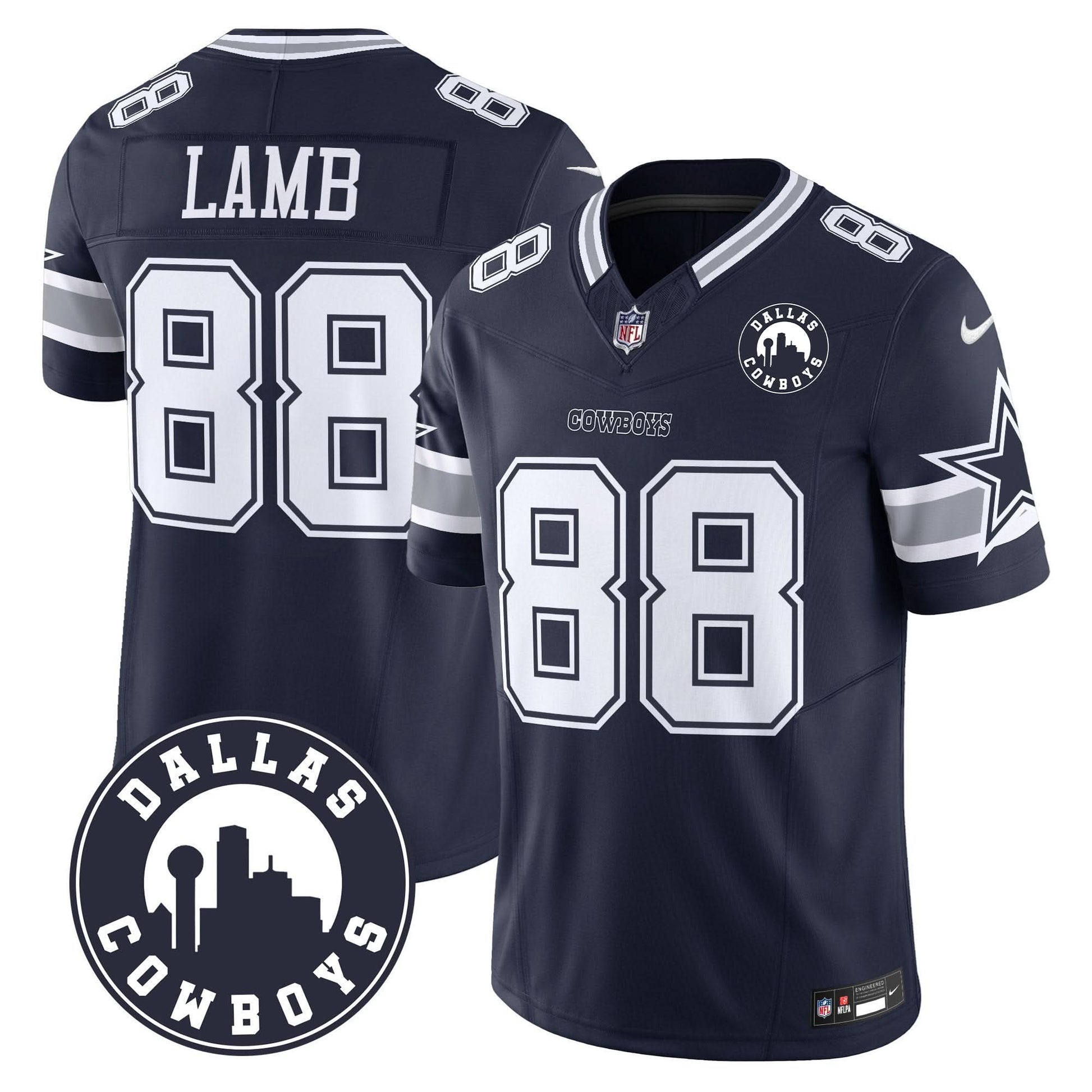 Cowboys "Dallas City" Patch Vapor Limited Jersey - All Stitched