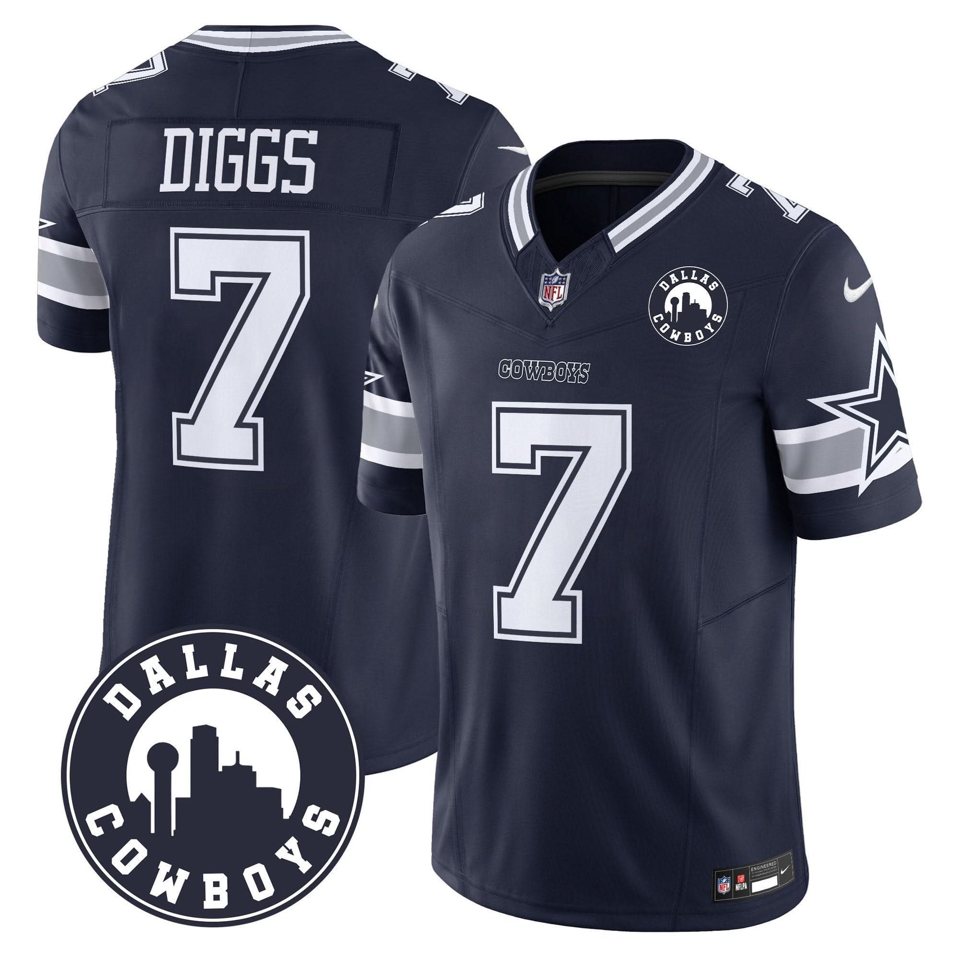 Cowboys "Dallas City" Patch Vapor Limited Jersey - All Stitched