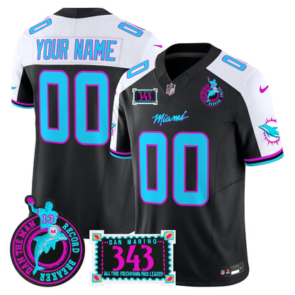 Dolphins Dan the Man Record Breaker Patch Vapor Limited Custom Jersey - All Stitched