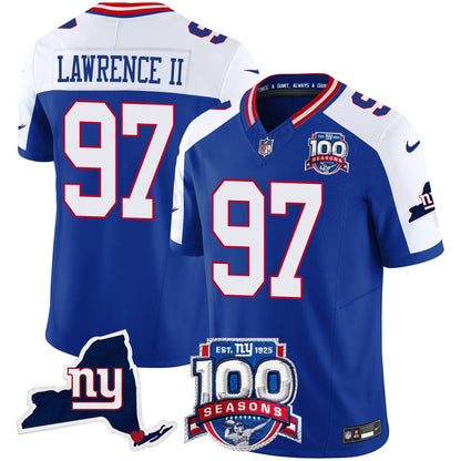 New York Giants 100th Season & State Patch Vapor Limited Jersey - All Stitched