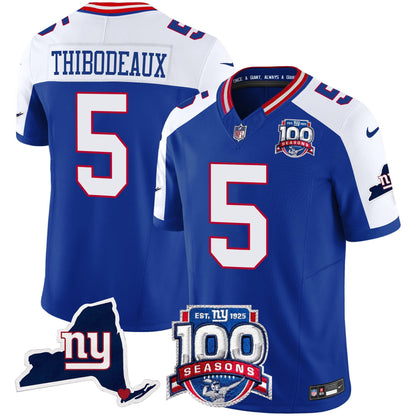 New York Giants 100th Season & State Patch Vapor Limited Jersey - All Stitched