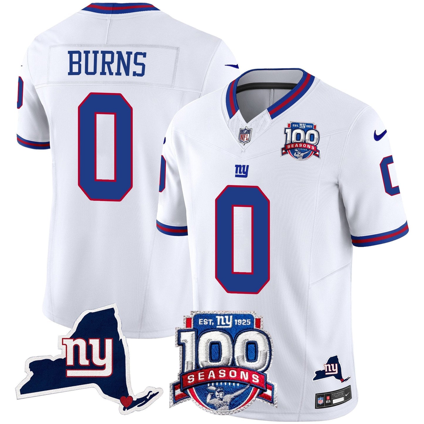 New York Giants 100th Season & State Patch Vapor Limited Jersey - All Stitched