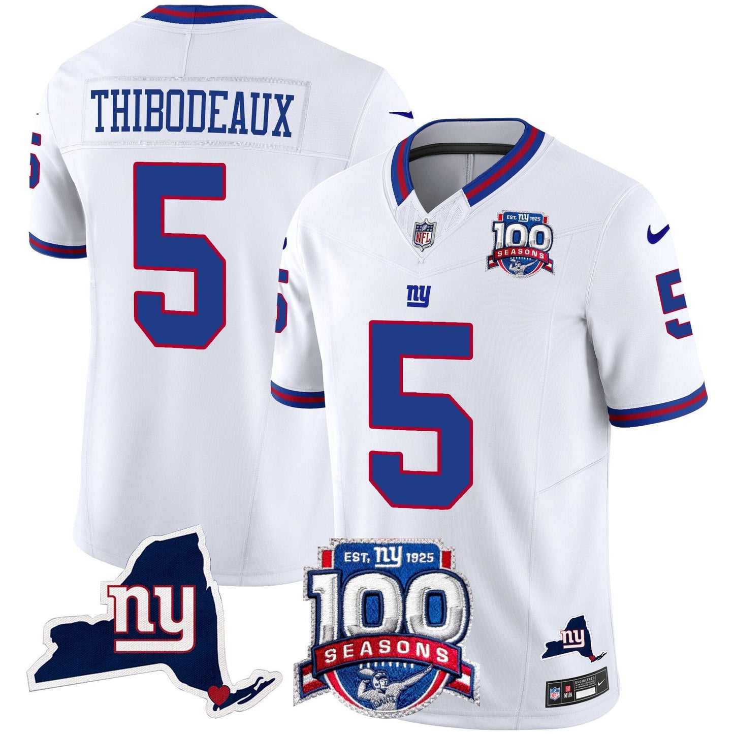 New York Giants 100th Season & State Patch Vapor Limited Jersey - All Stitched