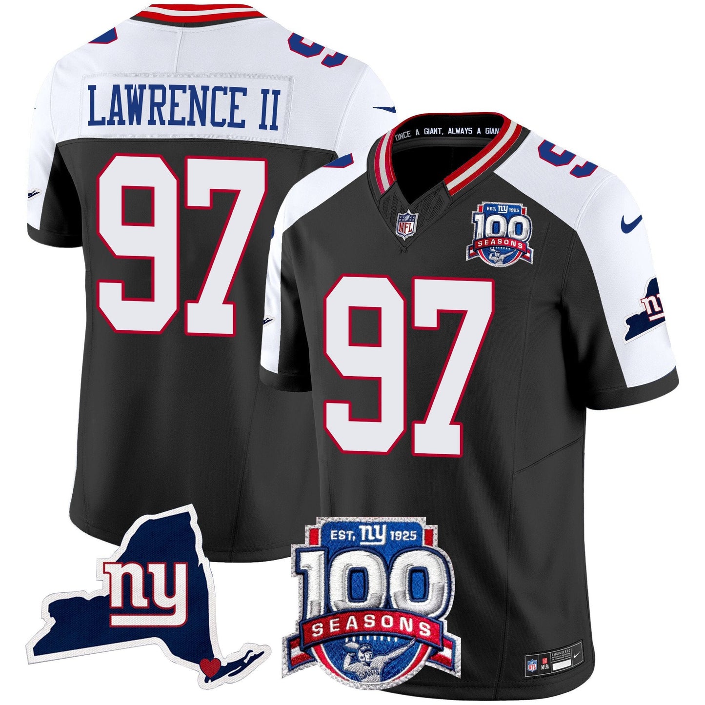 New York Giants 100th Season & State Patch Vapor Limited Jersey - All Stitched