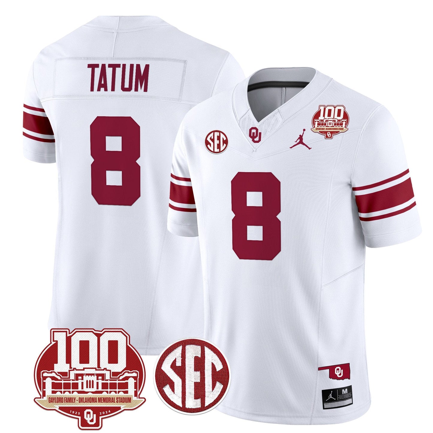 Oklahoma Sooners 100th Anniversary Patch Vapor Limited Jersey - All Stitched