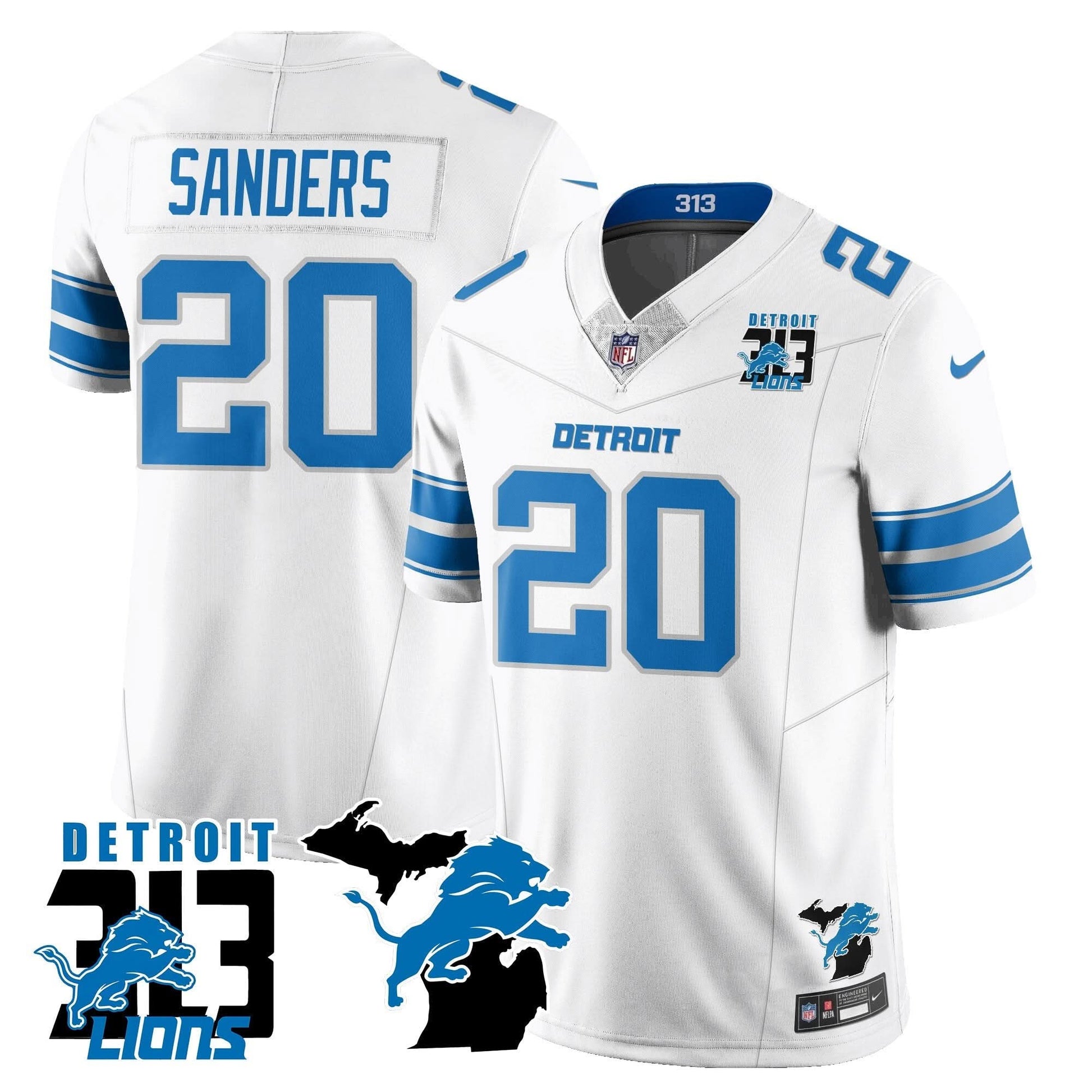 Lions 313 King Of The North Jersey - All Stitched