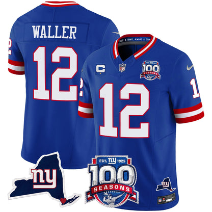 New York Giants 100th Season & State Patch Vapor Limited Jersey - All Stitched