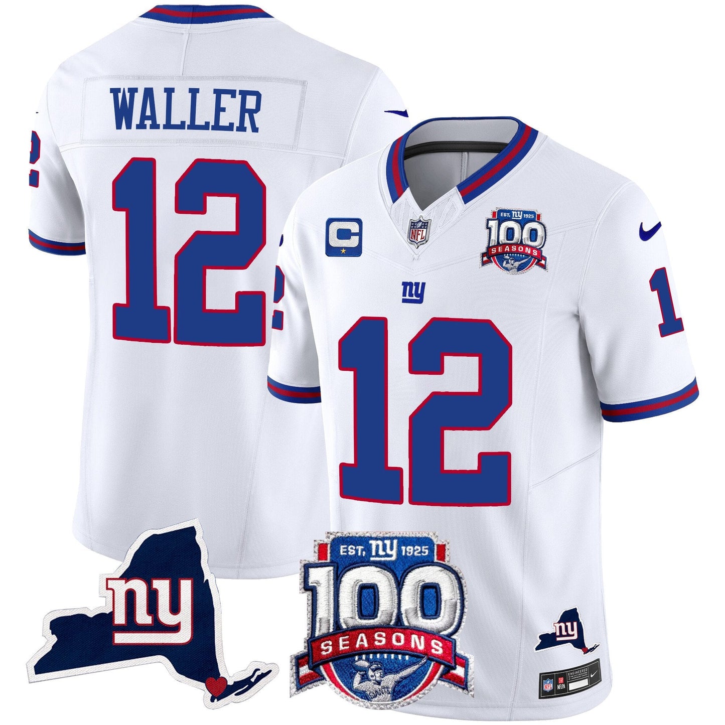 New York Giants 100th Season & State Patch Vapor Limited Jersey - All Stitched