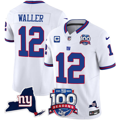 New York Giants 100th Season & State Patch Vapor Limited Jersey - All Stitched