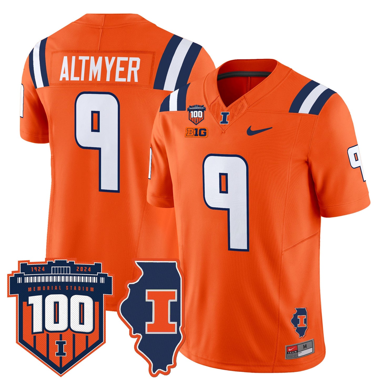 Men's Illinois Fighting Illini 100th Memorial Stadium Patch Vapor Limited Jersey - All Stitched